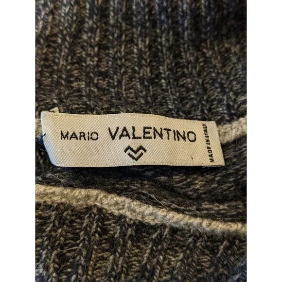 Mario Valentino Italy Wool Cashmere Sweater Mens US XL Gray Mock Neck Designer - Picture 4 of 5